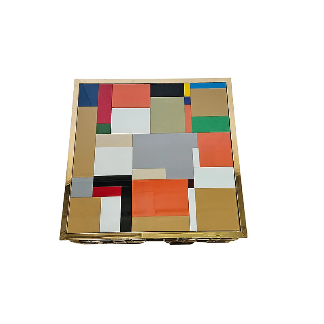 Tavolino da salotto in acciaio e top in vetro di Murano, anni '90 3