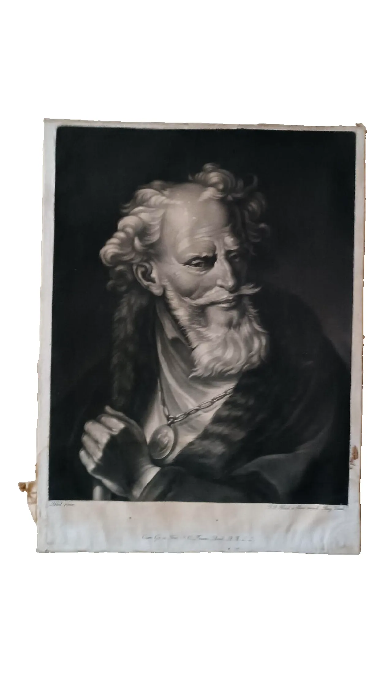 Manly portrait of Johann Jacob Haid, engraving on paper, 18th century 1