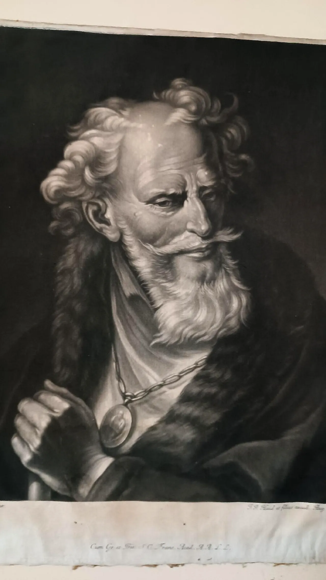 Manly portrait of Johann Jacob Haid, engraving on paper, 18th century 2