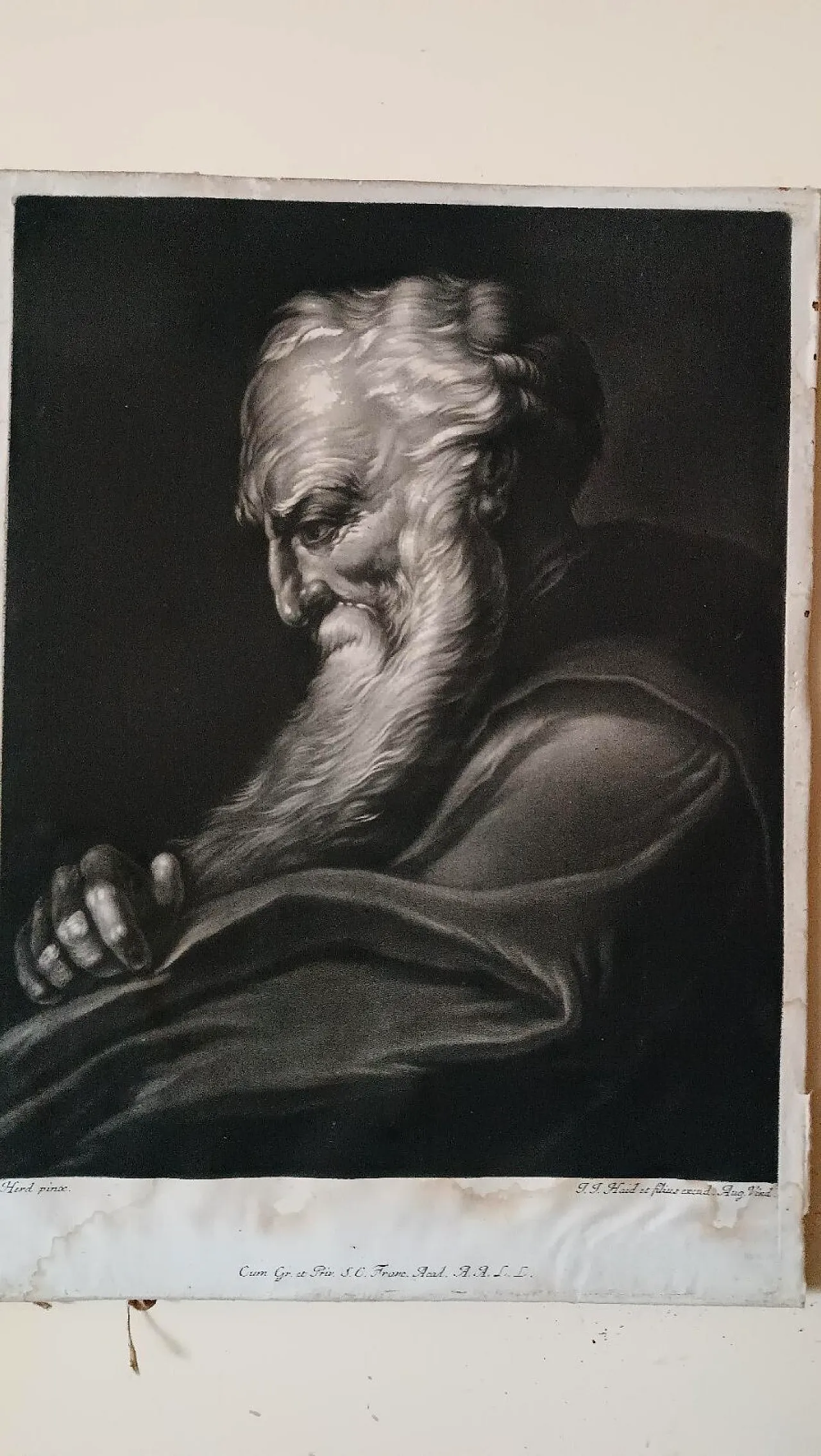 Manly portrait of Johann Jacob Haid, engraving on paper, 18th century 2