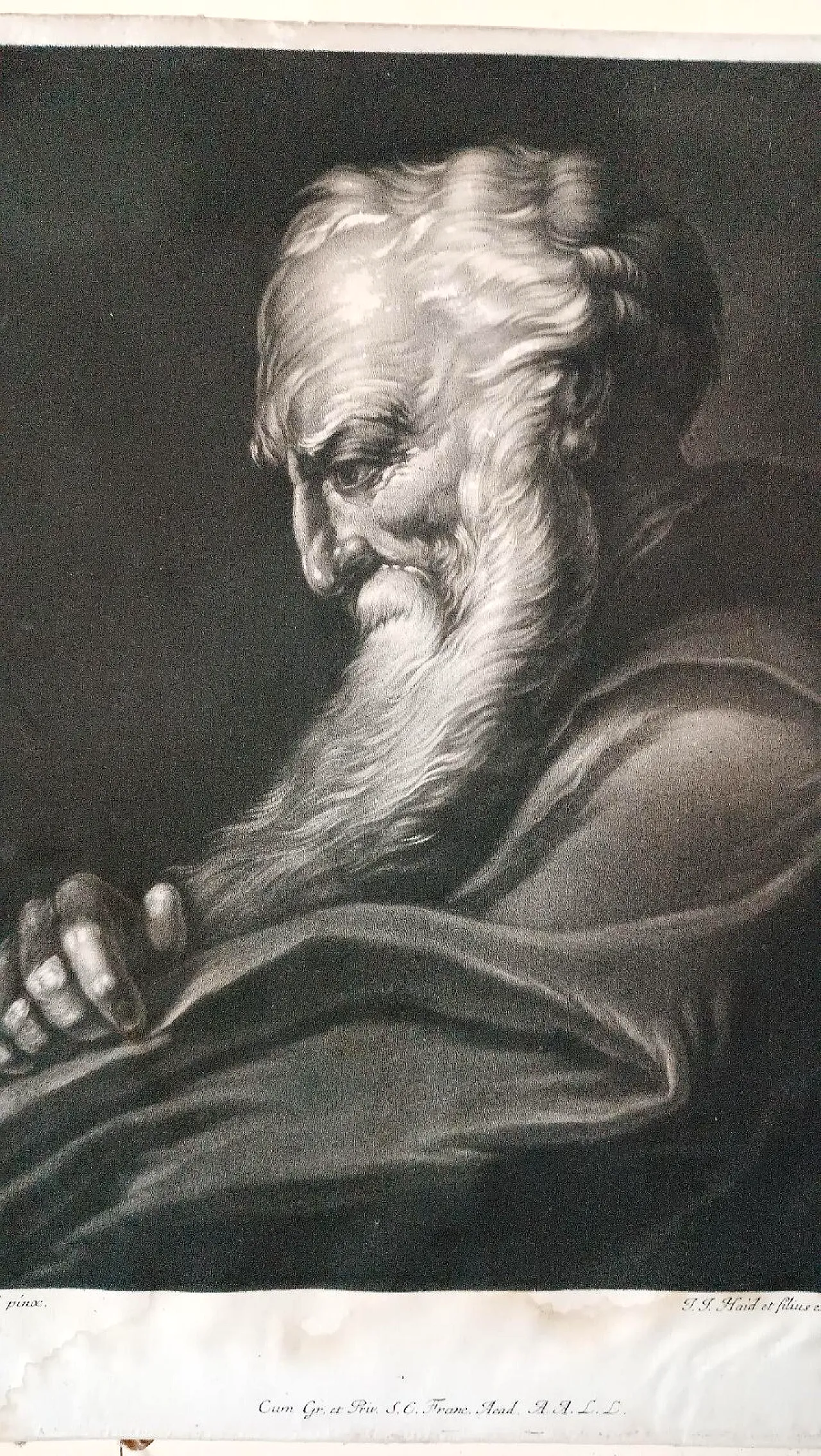 Manly portrait of Johann Jacob Haid, engraving on paper, 18th century 3