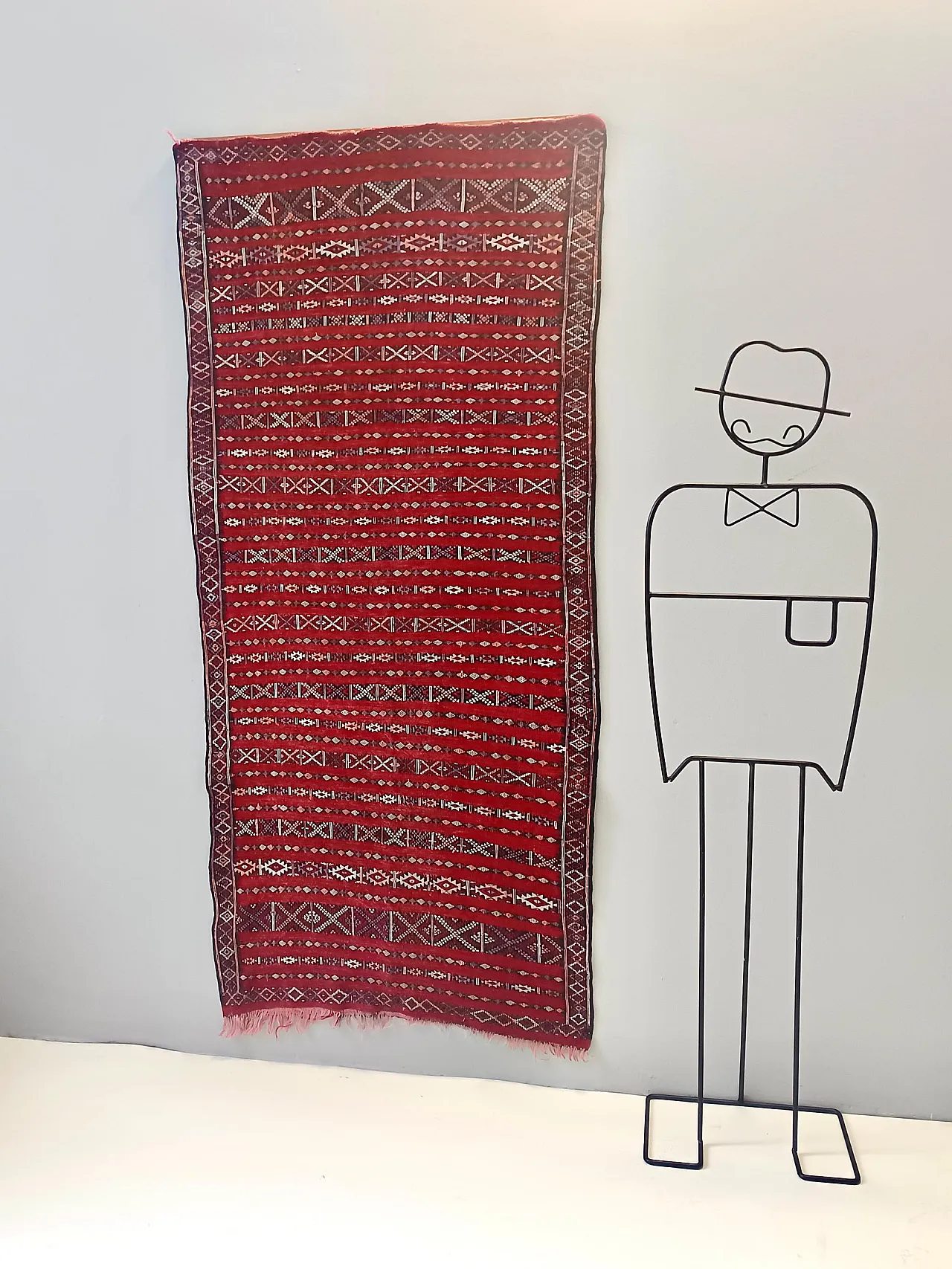 Rectangular Red Moroccan Wool Rug, 70s 2