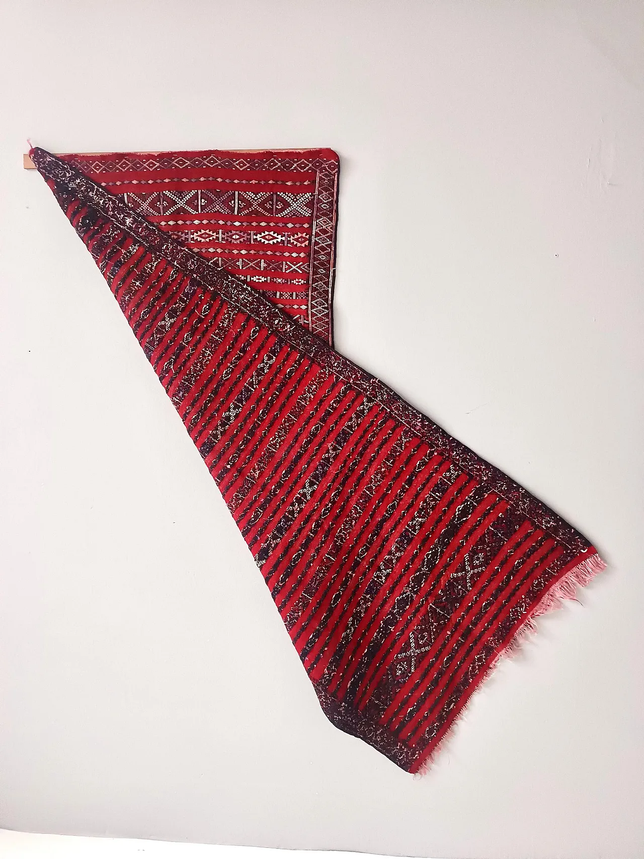 Rectangular Red Moroccan Wool Rug, 70s 5