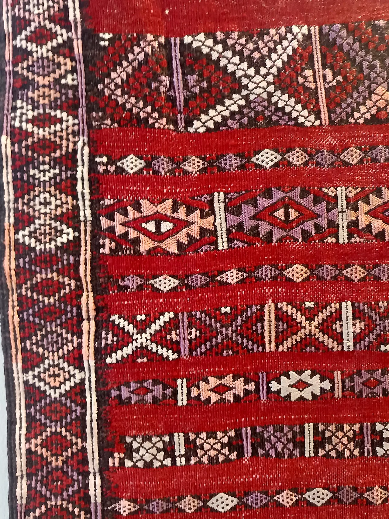 Rectangular Red Moroccan Wool Rug, 70s 6