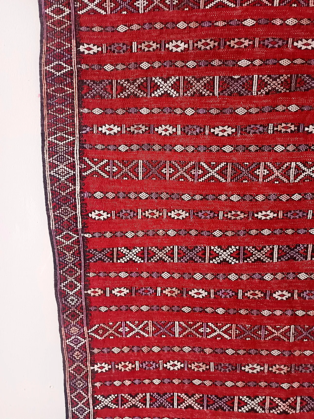 Rectangular Red Moroccan Wool Rug, 70s 9