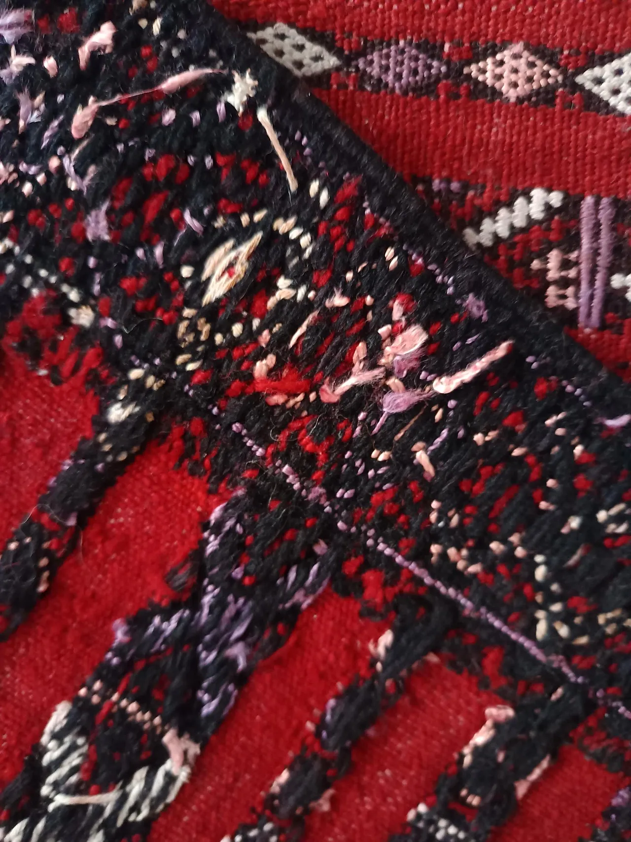 Rectangular Red Moroccan Wool Rug, 70s 13