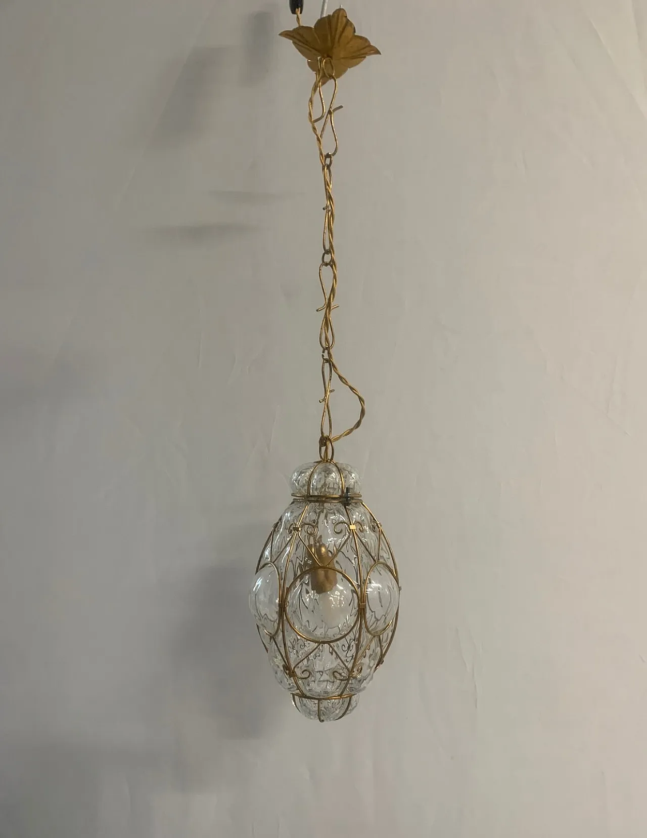 Lampadario lanterna in vetro di Murano attributo a A.V.E.M., anni '50 6