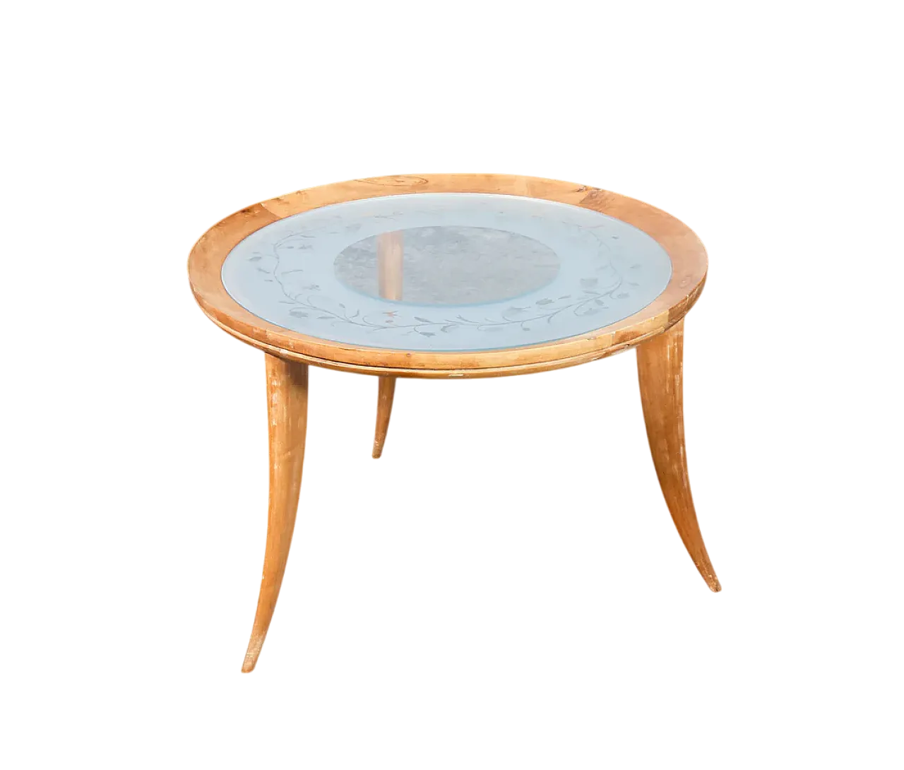 Tavolino da fumo in legno e vetro, anni '40 9