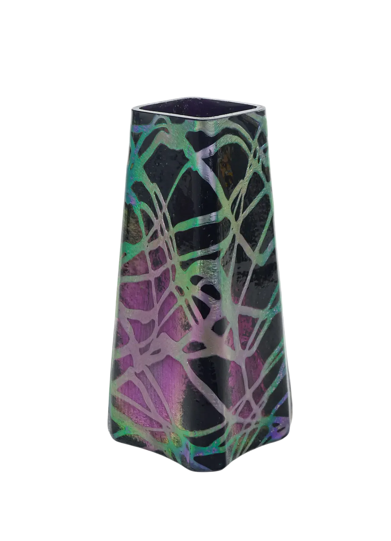 Vaso in vetro soffiato iridescente, anni '10 10