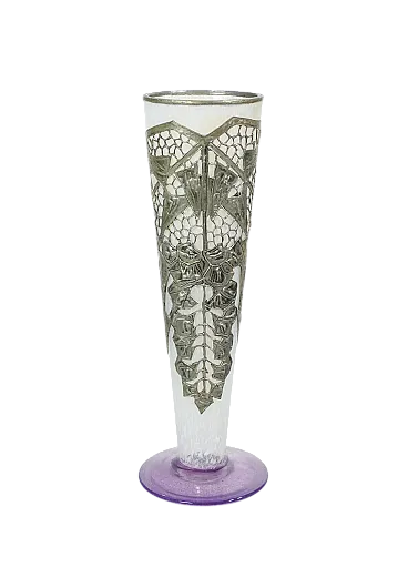 Coppa in vetro soffiato e metallo, anni '10