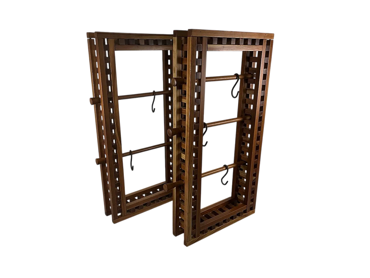 Coppia di appendiabiti da terra o da parete in legno, anni '70 16