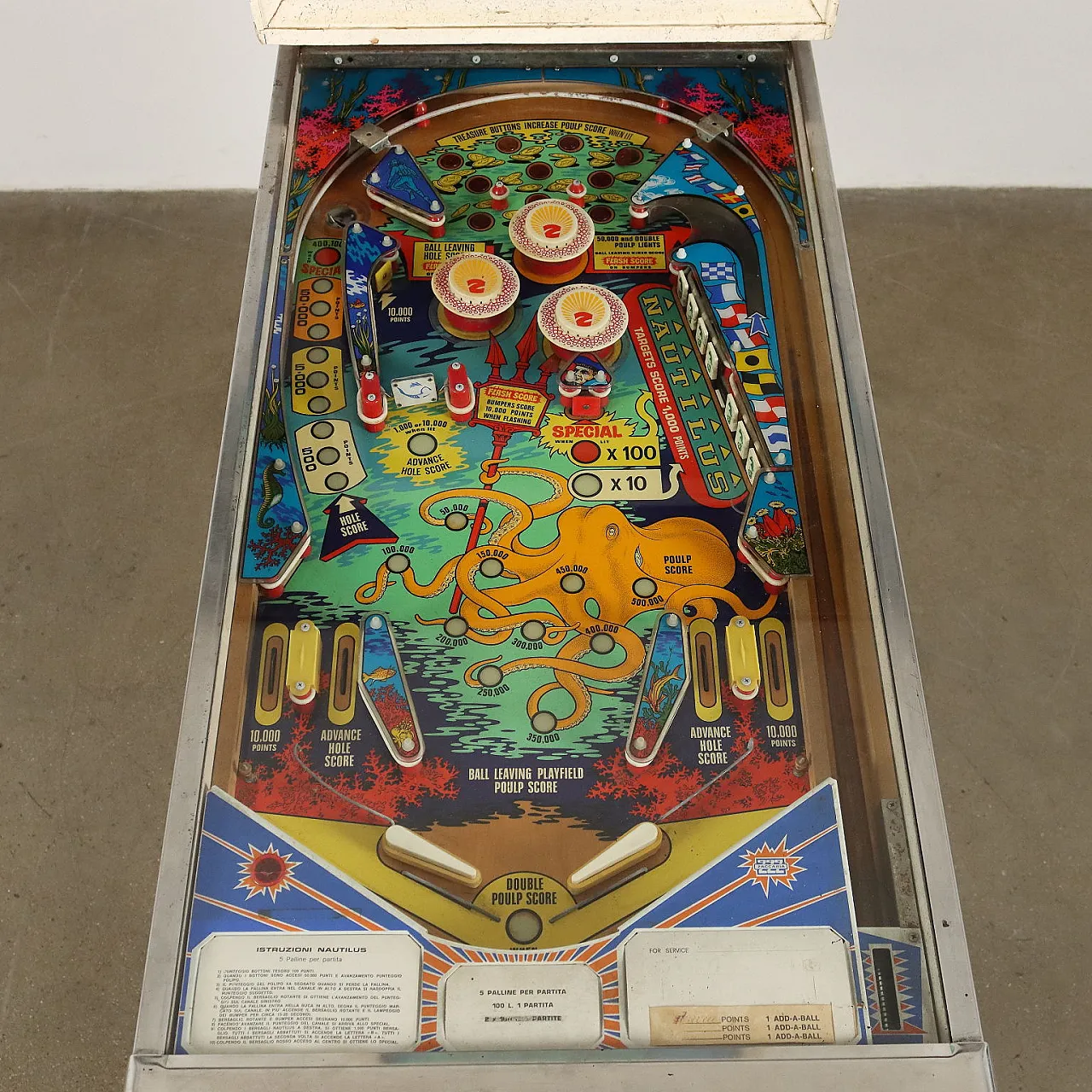 Nautilus pinball in wood and metal by Zaccaria, 1970s 4