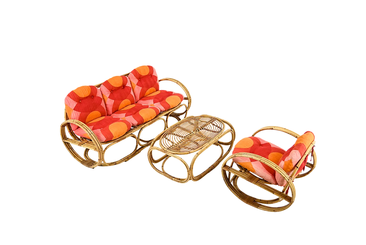 Italian Rattan Lounge Set, 1960s 16