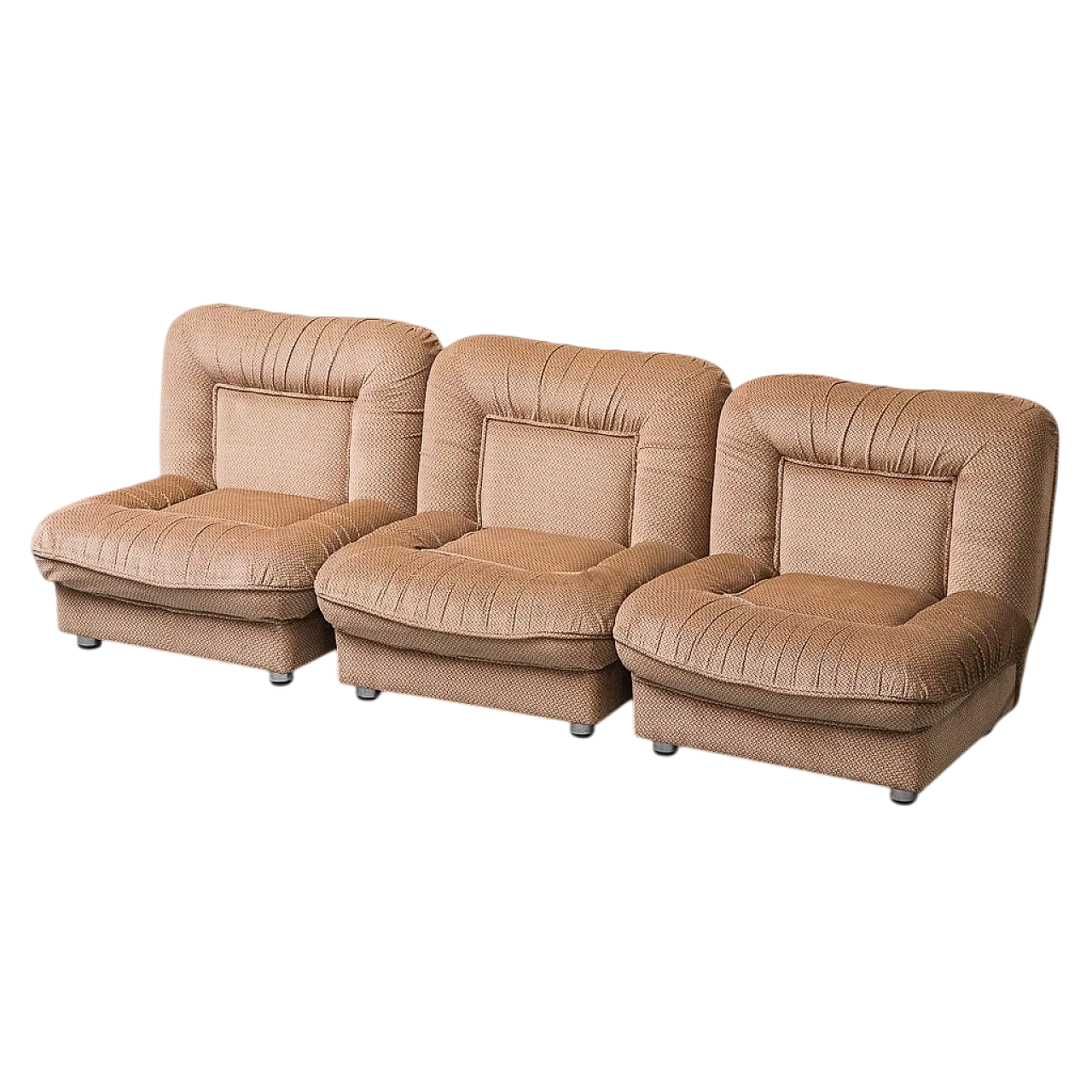 3 seater modular sofa in brown velvet, 70s 13