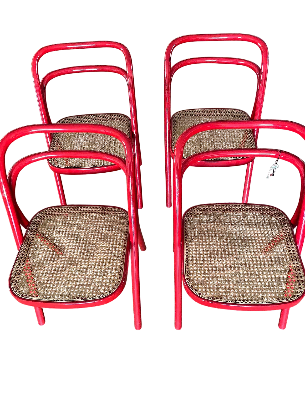 4 sedie Santina Faggio Rosso di Carlo Santi per Zanotta, 70s 5