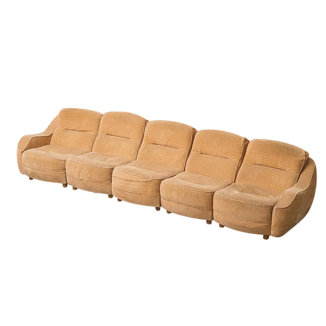 5 seater modular sofa in brown velvet, 70s 15