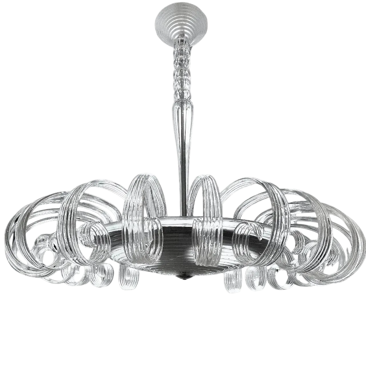 Lampadario Art Deco in Vetro di Murano, anni '50 10