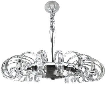 Lampadario Art Deco in Vetro di Murano, anni '50