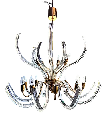 Lampadario di vetro Murano, 1970s