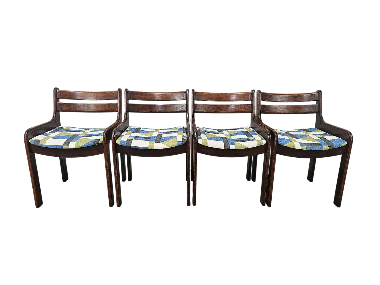 4 chairs for dining room in beech and space age fabric, 1970s 15