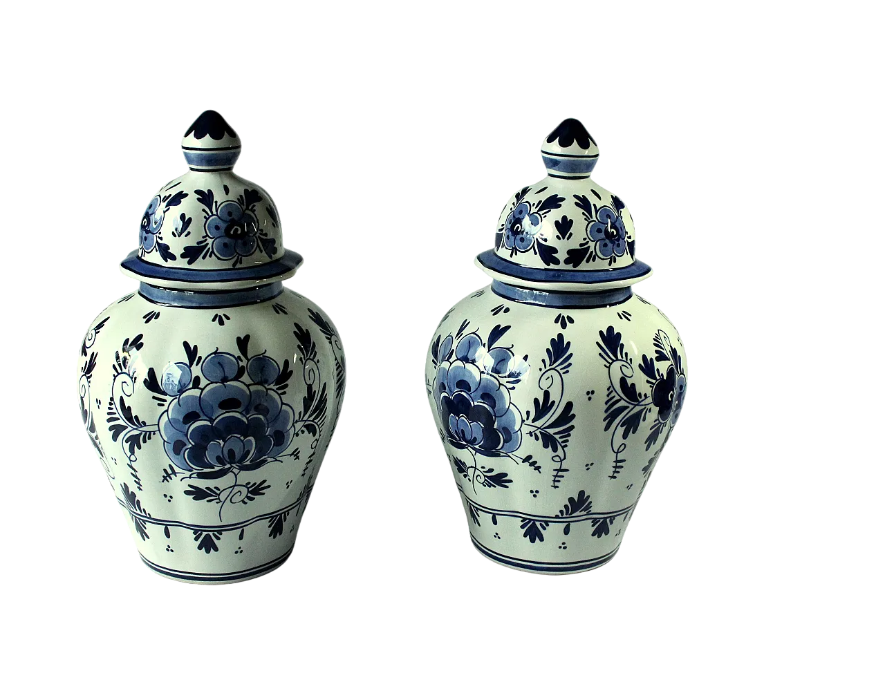 Coppia di 2 vasi Delft coperti, anni '70 13