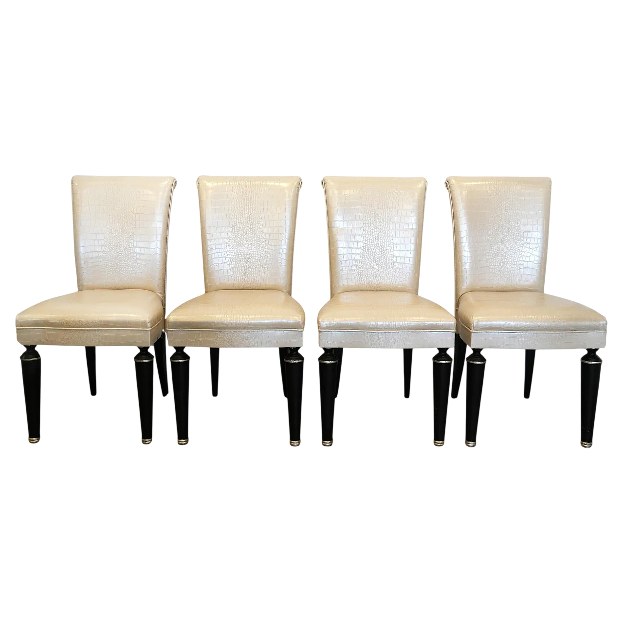 4 Transoceanic Faux Leather Dining Chairs, 2000s 13
