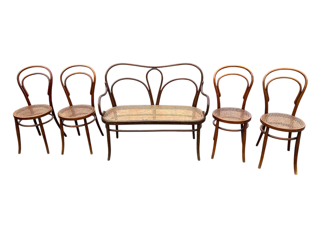 Salottino in paglia di Vienna Thonet e Josias Heissler, primo '900 11