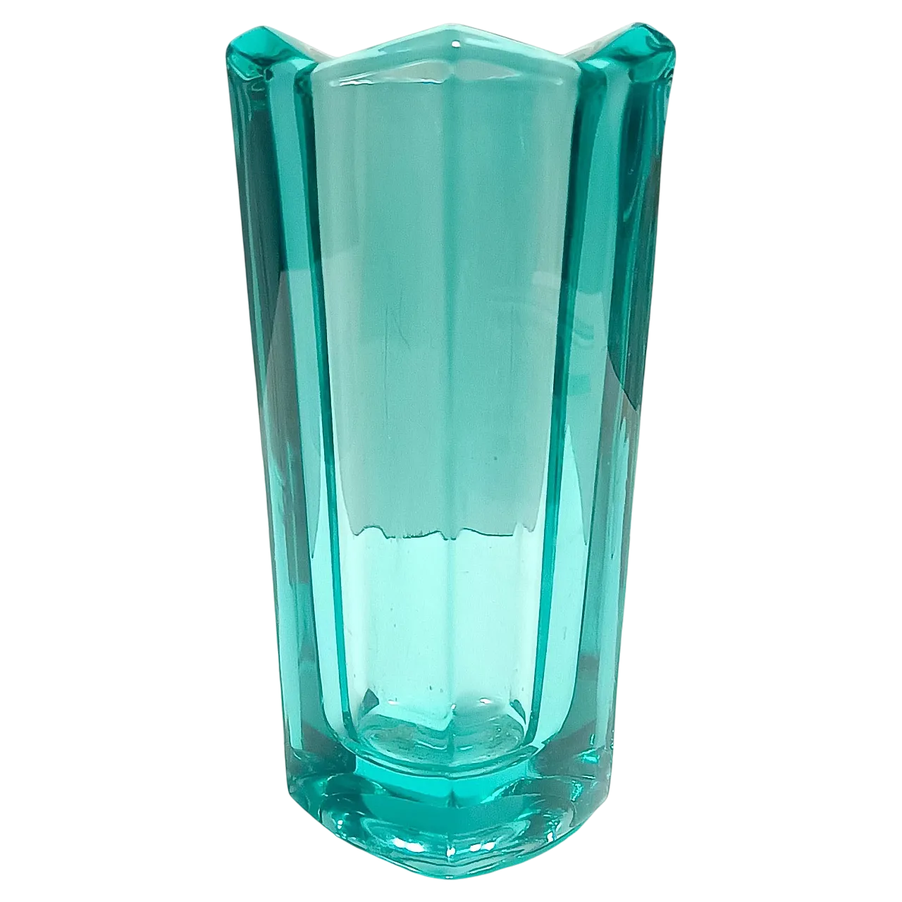 Postmodern Thick Teal Blown Glass Vase #472 by Jiri Zejmon, 80s 10