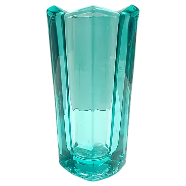 Postmodern Thick Teal Blown Glass Vase #472 by Jiri Zejmon, 80s
