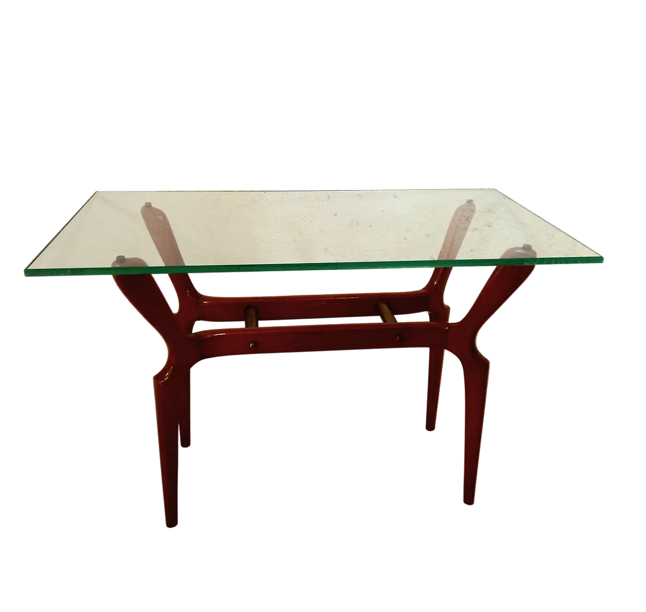 Table cherry wood and crystal attributed to Cassina, 50s 8