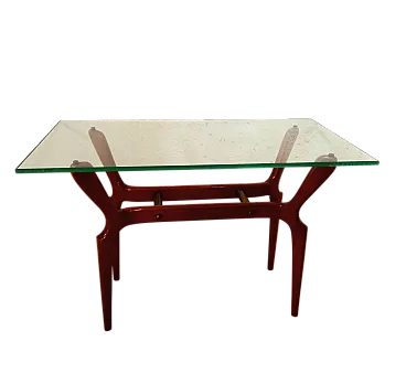 Table cherry wood and crystal attributed to Cassina, 50s