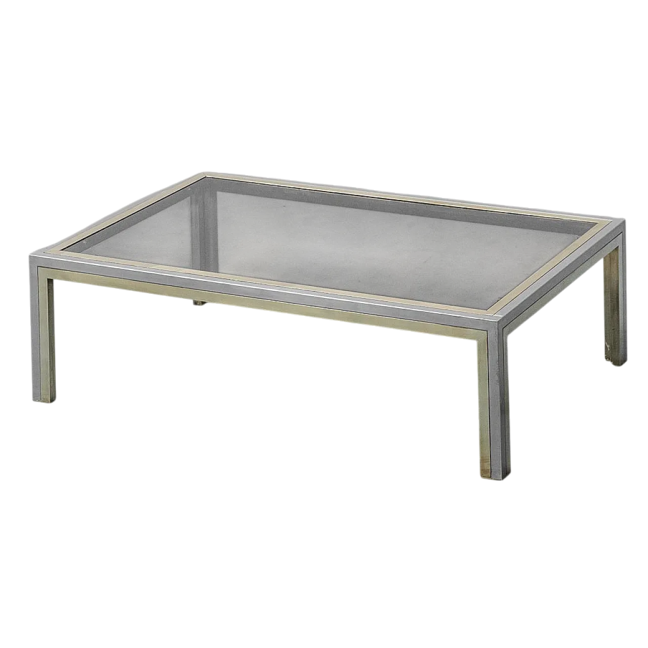 Metal and brass coffee table, 70s 9