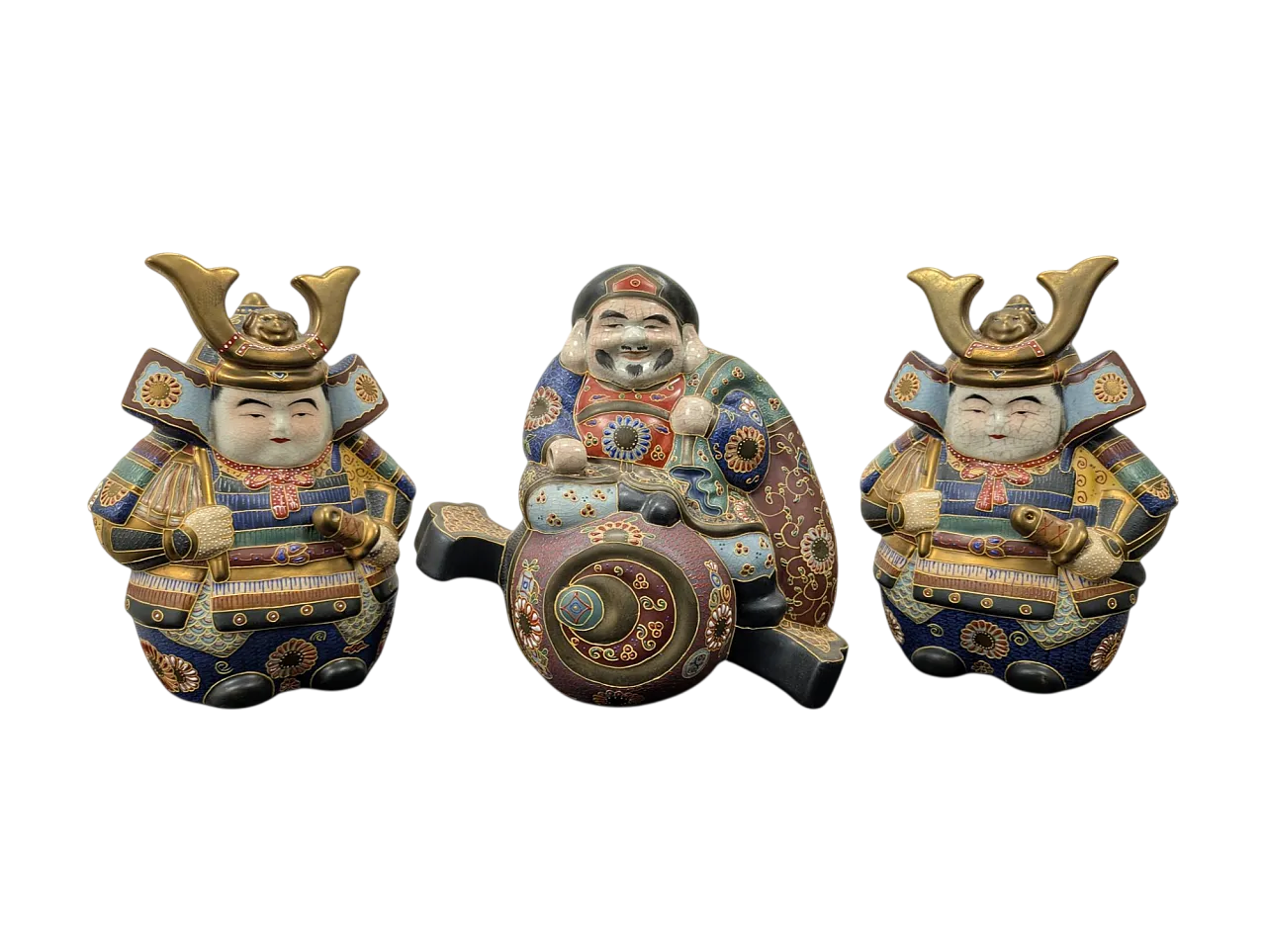 3 statue giapponesi in maiolica, prima metà '800 22