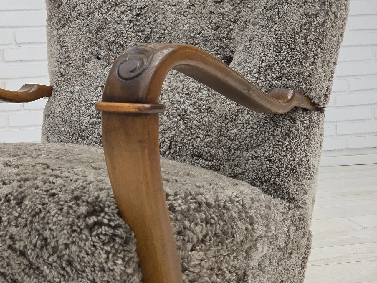 Poltrona danese re-suhster, vera pelle Nuova Zelanda, anni '60 9