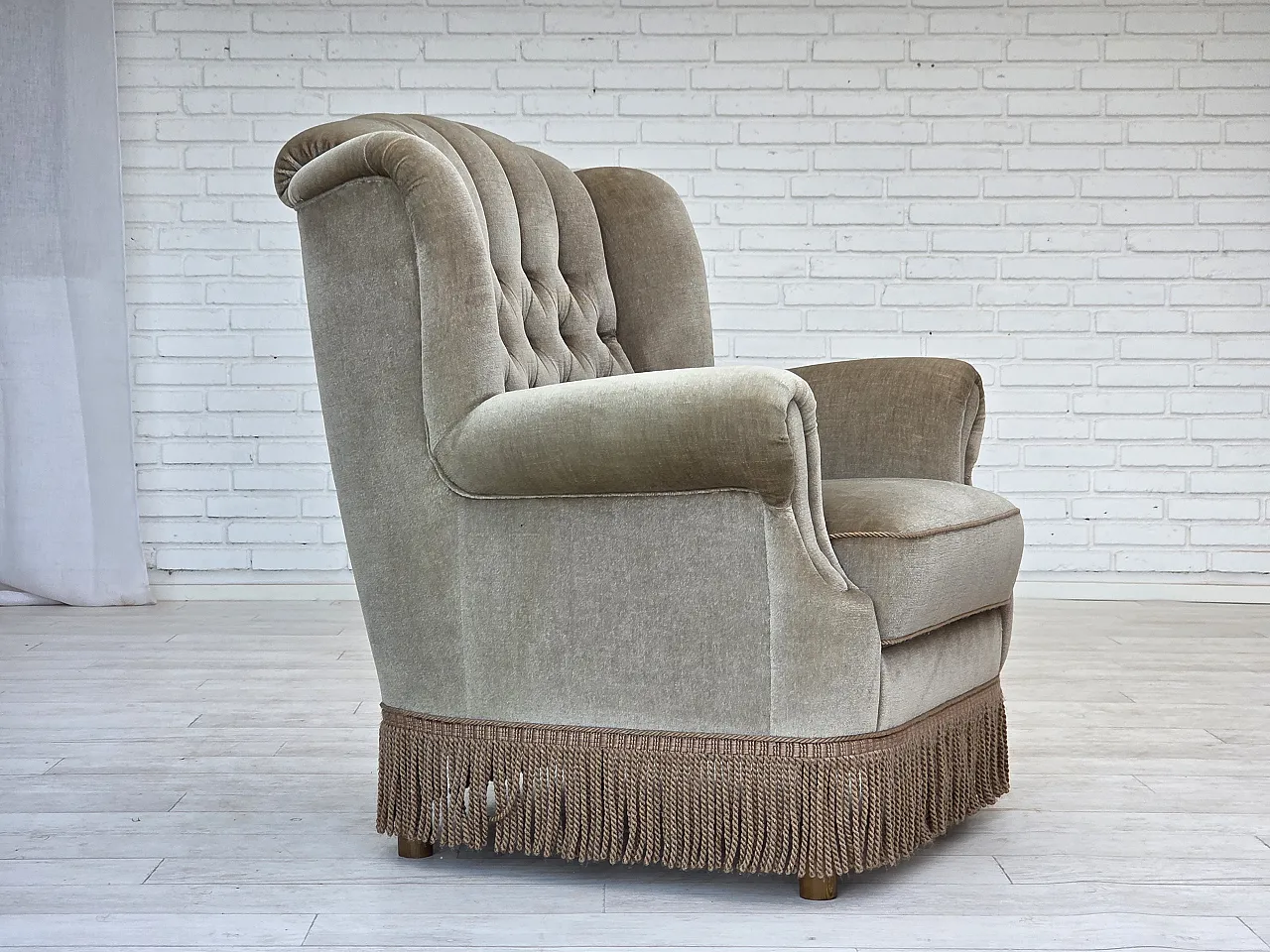 Danish armchair velour, 1970s 1