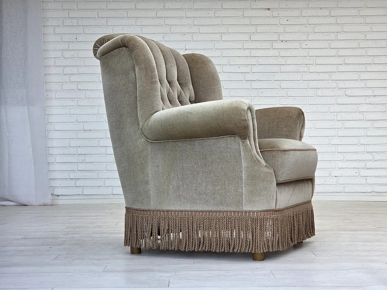 Danish armchair velour, 1970s 2