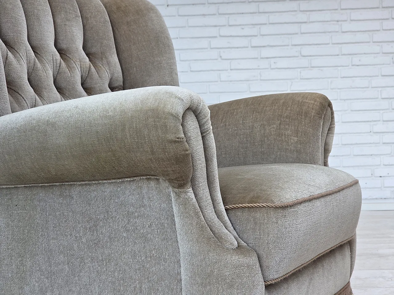 Danish armchair velour, 1970s 4
