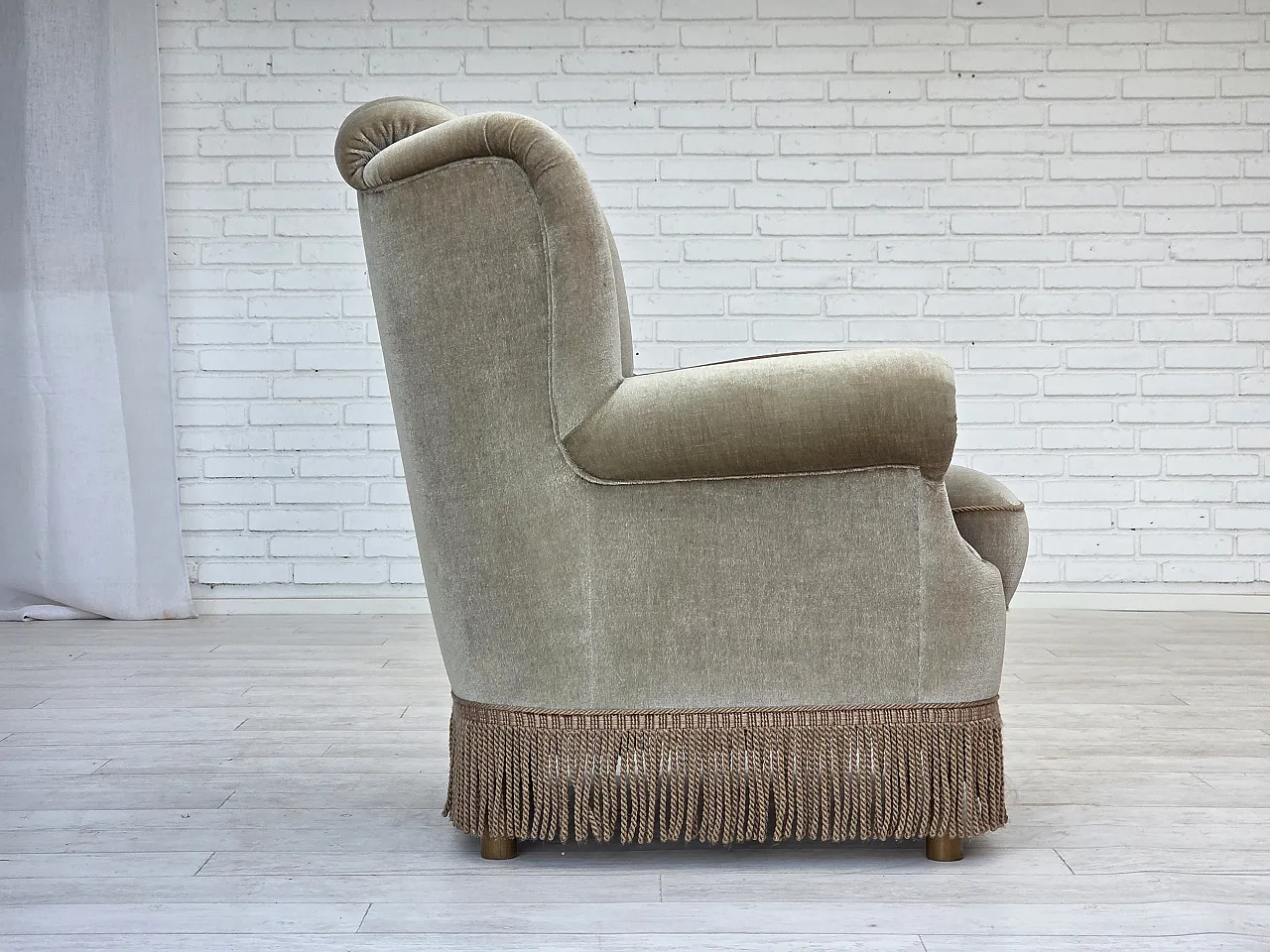 Danish armchair velour, 1970s 10