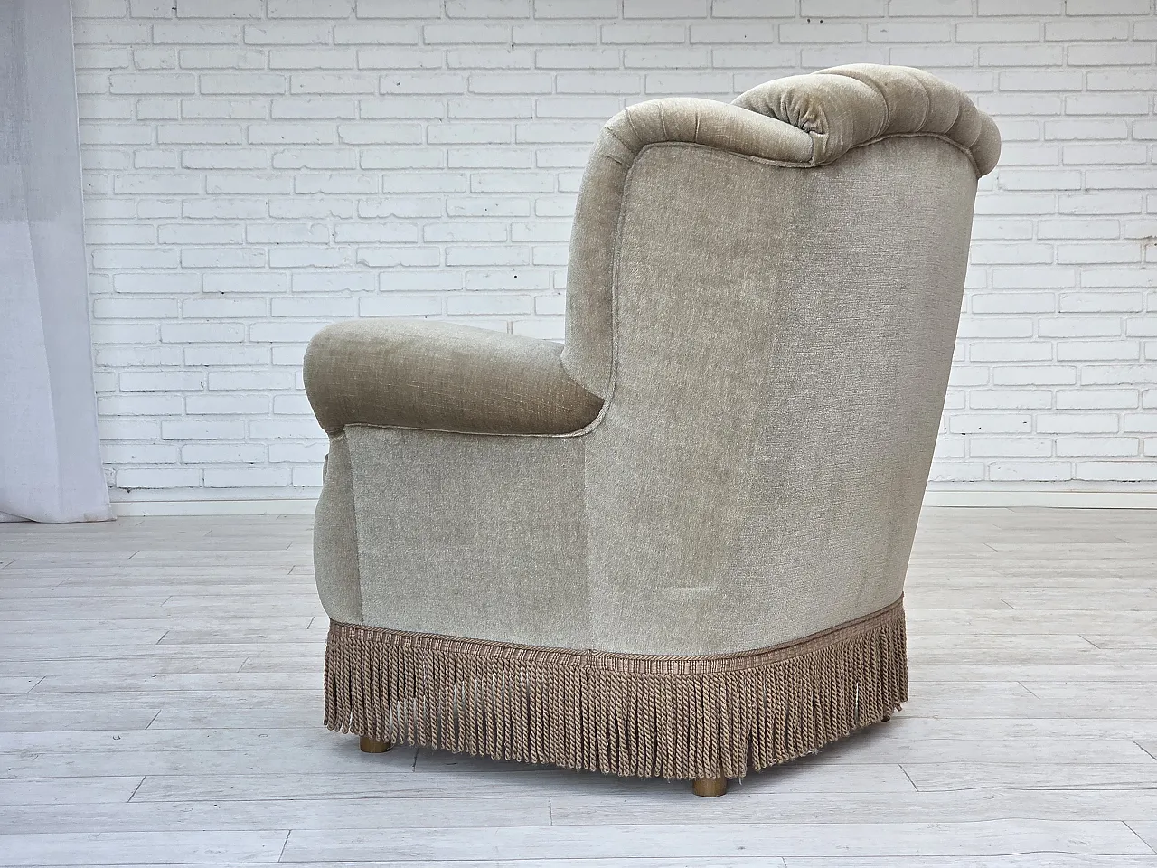 Danish armchair velour, 1970s 13