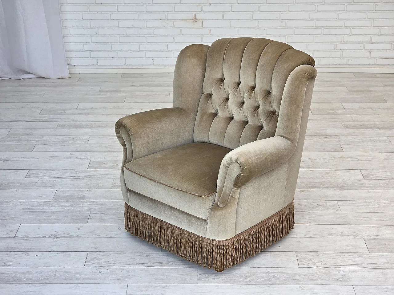 Danish armchair velour, 1970s 15