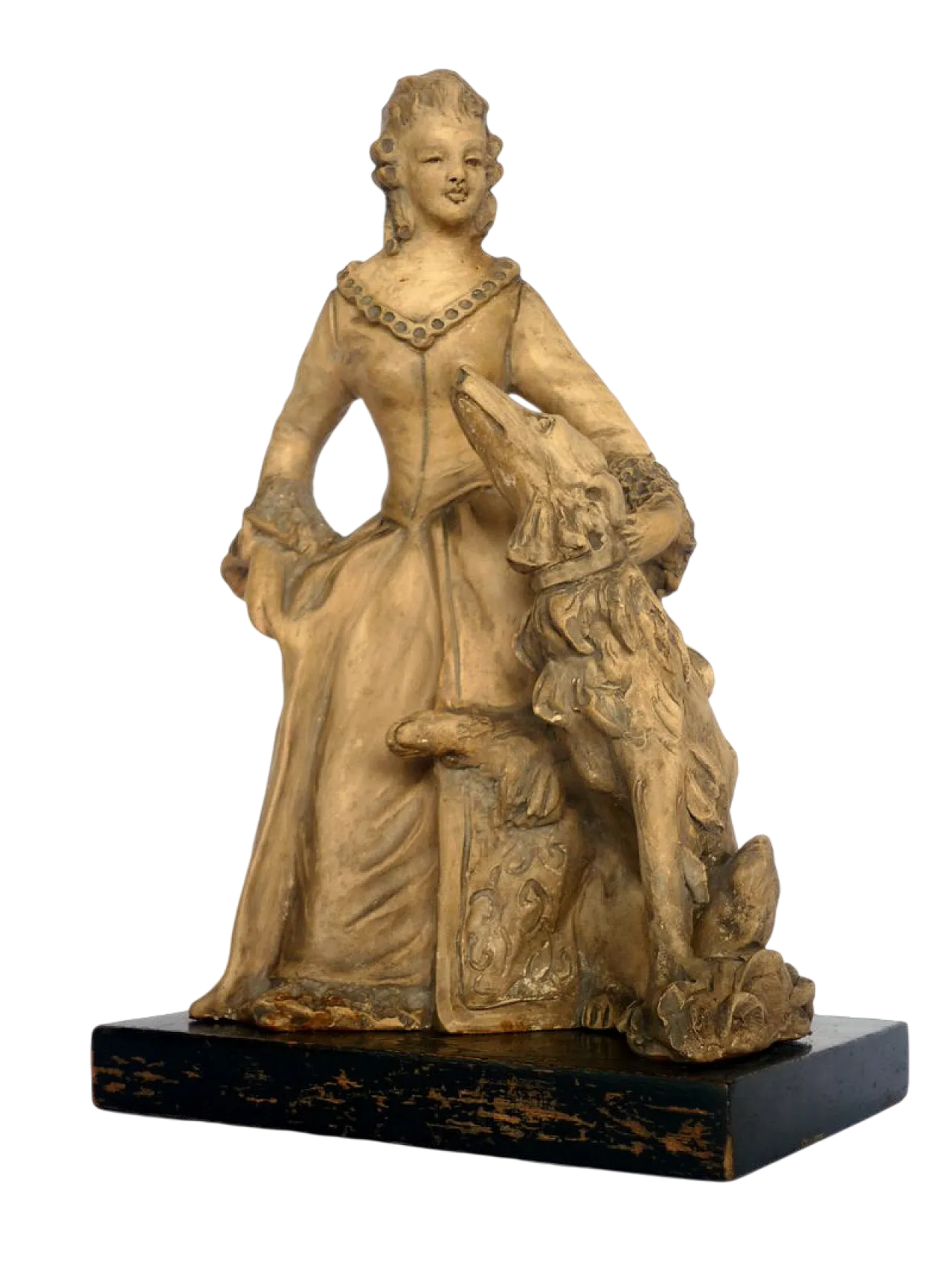 Art Deco Lady and Greyhound in terracotta, anni '30 7