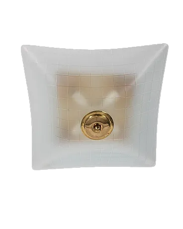 Lampada da soffitto in vetro decorato, anni '60