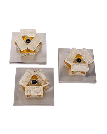 3 Murano glass wall lamps by Albano Poli, 1960s