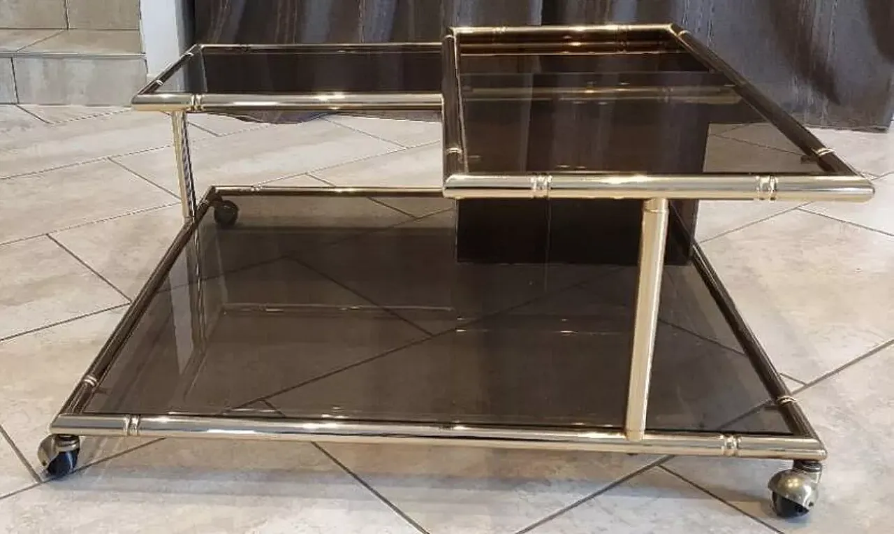 Coffee table in brass and smoked glass, late 20th century 3