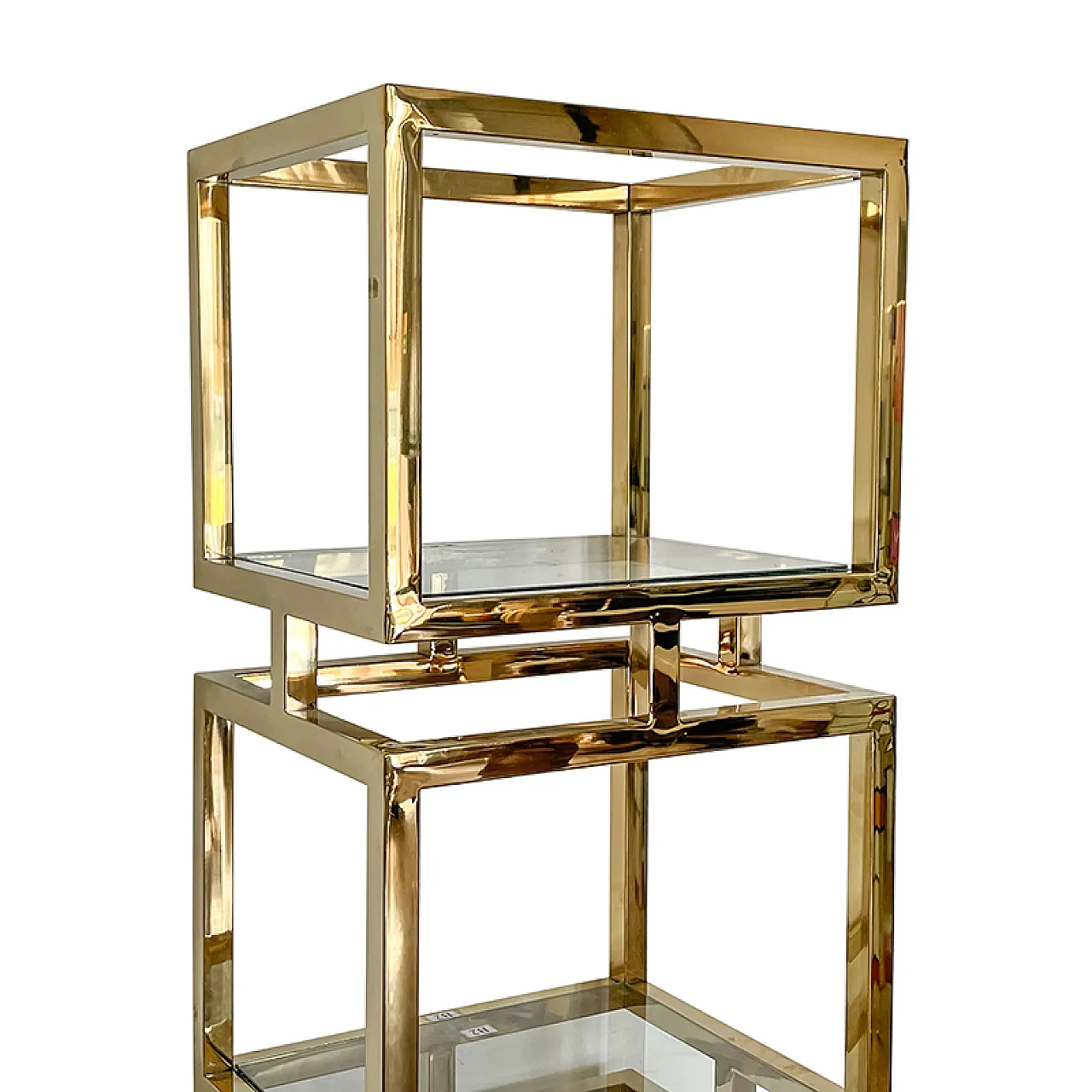 Libreria in ottone e vetro, 90s 6