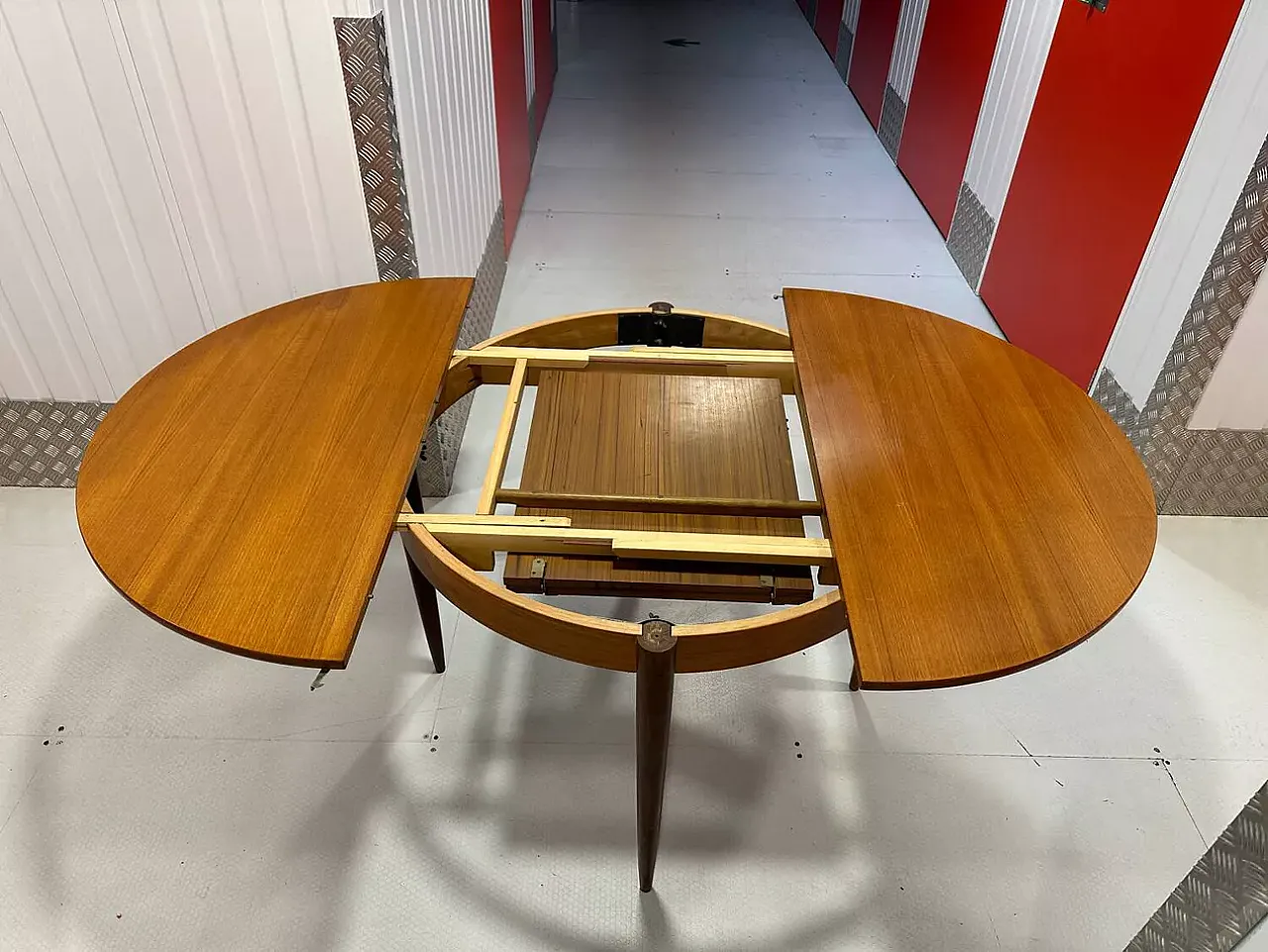 Scandinavian round wooden table, mid-20th century 4