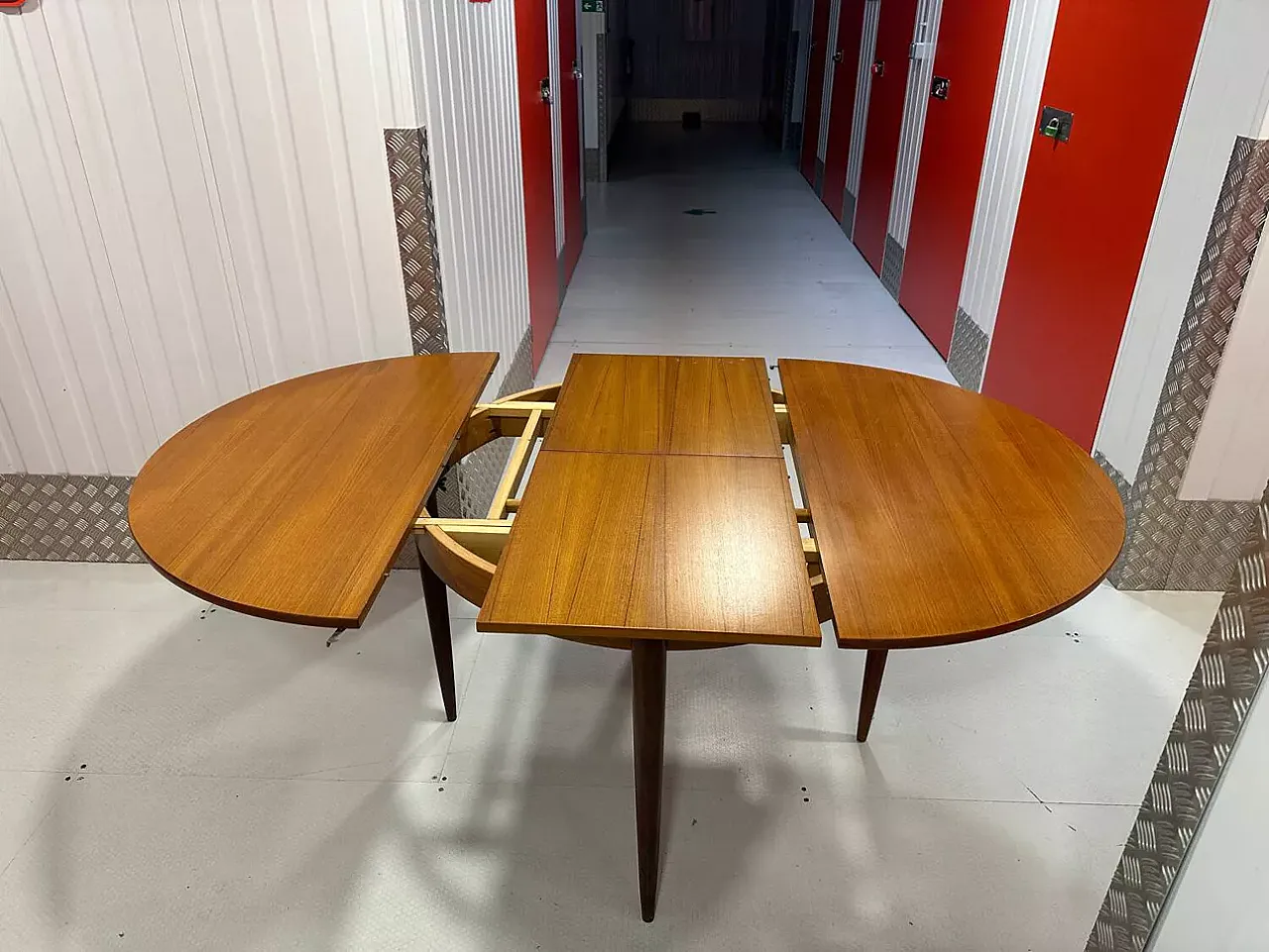 Scandinavian round wooden table, mid-20th century 8