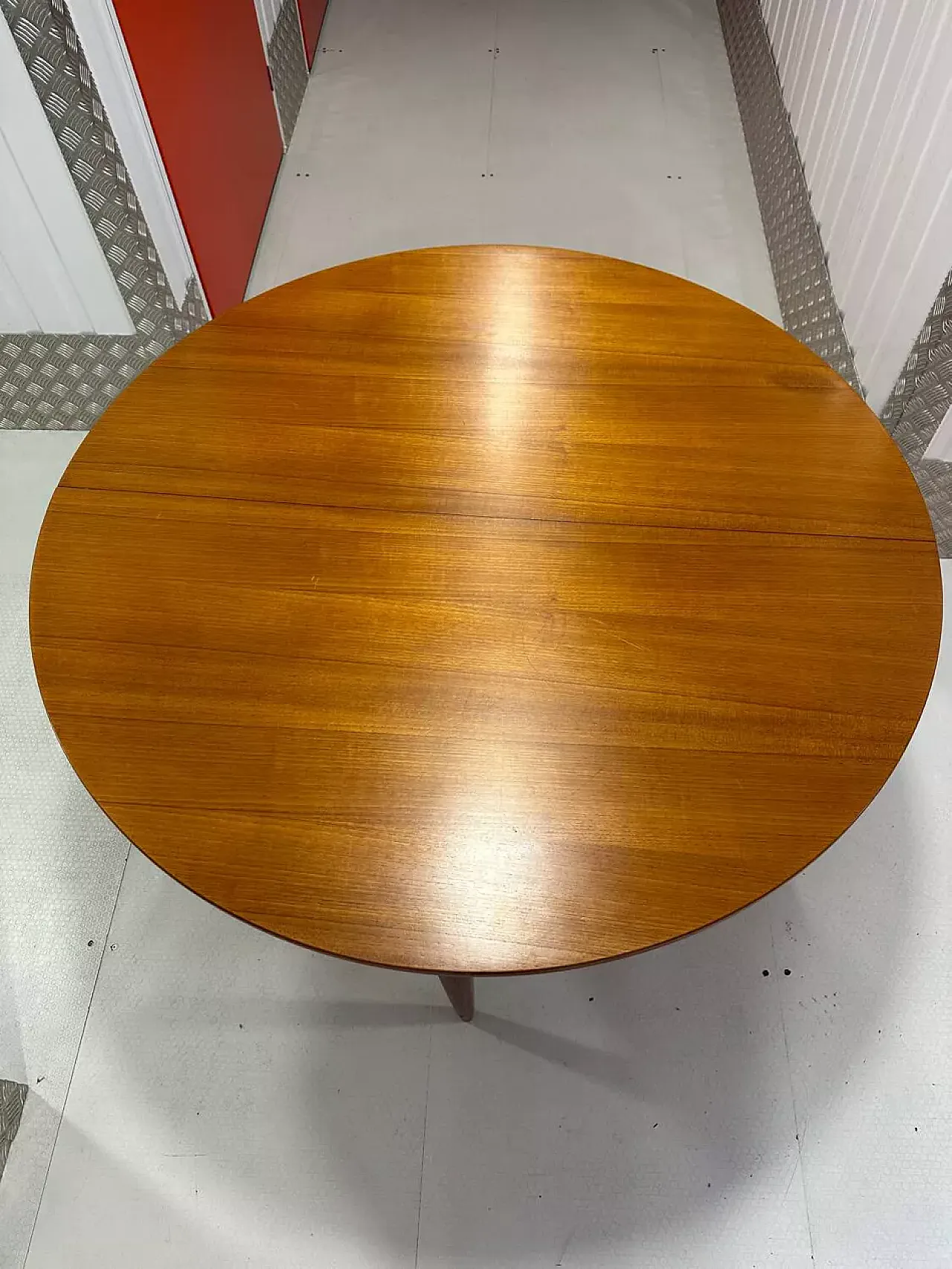 Scandinavian round wooden table, mid-20th century 15