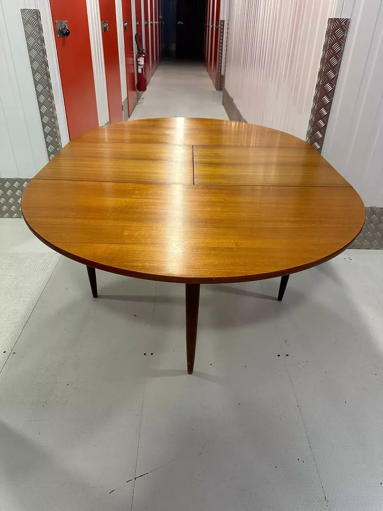 Scandinavian round wooden table, mid-20th century 21