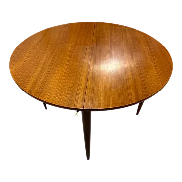 Scandinavian round wooden table, mid-20th century